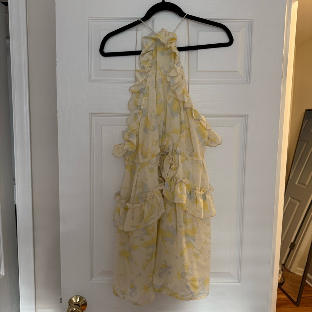 Nasty Gal Yellow Floral Ruffle Dress